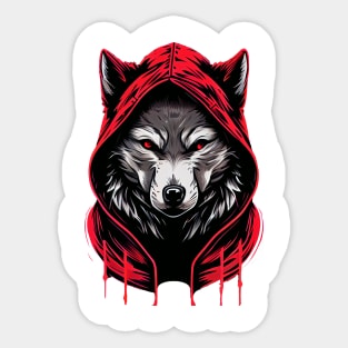 Red Hooded Wolf Sticker